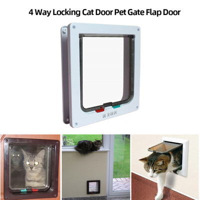

Cat Door Pet Door 4 Way Locking Cat Flap Door Kitten Door Pet Cat Gate Door XL