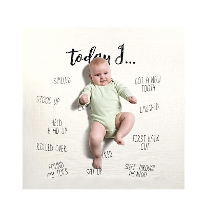 

Baby Milestone Blanket Record Babys Today First Times Pure Cotton Unisex Boys Girls for Babies Photo Picture Prop Background Baby