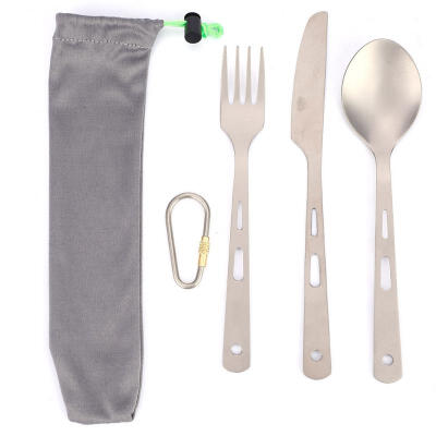 

Greensen 3pcsset Outdoor Titanium Alloy Fork Knife Spoon Tableware Picnic Hiking Camping Dinnerware Set