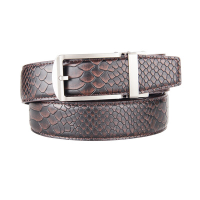 

BPSTAR Mens Automatic Buckle Genuine Leather Mens Ratchet Holeless Belt Business High Quality Mens Real Belt for Pants