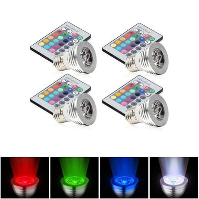 

4-pack Colorful Lights 3W 27E RGB LED Magic Spot Light Bulb Light With Remote Control Four Lights