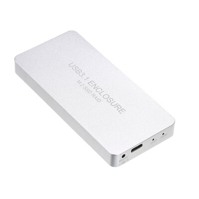 

USB31 Type-C to 2 Ports NGFFM2 SSD Raid Enclosure with Raid Raid0 Raid1 or PM BlackSilver