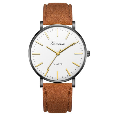 

Gobestart Fashion Simple Casual Mens Watch Business Leather With Strap Mens Watch