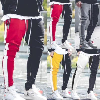 

Mens Gym Slim Fit Trousers Tracksuit Bottoms Skinny Sports Zip Sweat Track Pants