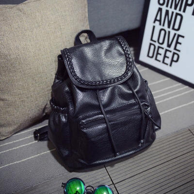 

Casual PU Leather Backpack For Women Simple Design Daypack Female Shoulder Bag Handbag