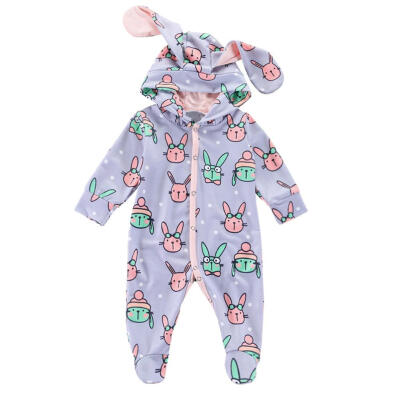 

Spring Baby Rompers Cartoon Rabbits Front Buttons Infant Fashion Jumpsuits