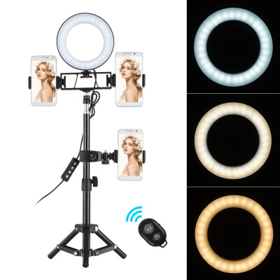 

6 Inch Desktop Mini LED Ring Light 3000-6000K 3 Light Modes & Dimmable Brightness with Wireless Remote Control Tripod Stand 3 Cell