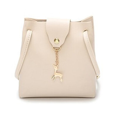 

New Pu Crossbody Bags For Women Clutch Bag Hand Sling Solid Bucket Bag Deer Cover Shoulder Phone Coin Bag