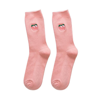 

Cotton Cute Fruit Print Womens Socks Retro Embroidery Long Colorful Funny Socks Women Hose