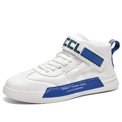 

British casual shoes mens high to help increase breathable super fiber reflective white shoes students fashion Korean version of the old shoes men
