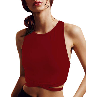 

Nomeni Womens Jersey Training Sports Crop Top Backless Tank T Shirt