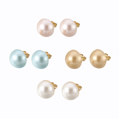 

Shell Pearl Stud Earrings with 304 Stainless Steel Findings Half Round Mixed Color 21x16mm Pin 08mm 6pairscard