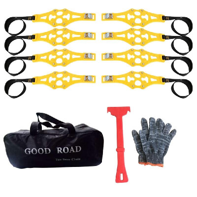 

New Car Tire Skid Strap Tyre Snow Chains with Storage bag Gloves Snow Shovel Zinc Alloy Clasp Removing Snow Strengthening Skid-pre