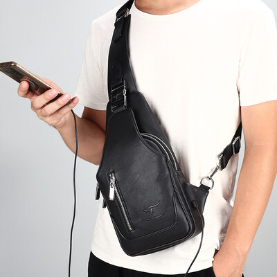 

Hickson kangaroo mens chest bag shoulder Messenger bag new Korean version of the tide outdoor sports&leisure chest male bag