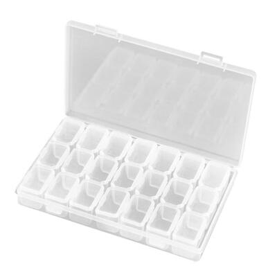 

21 Slots Plastic Clear Manicure Accessory Storage Box Case Beads Organizer