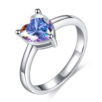 

New Heart-shaped Zircon Ring With Colored Heart-shaped Personality Couple Ring Wedding Couples Rings Bijouterie for Gift