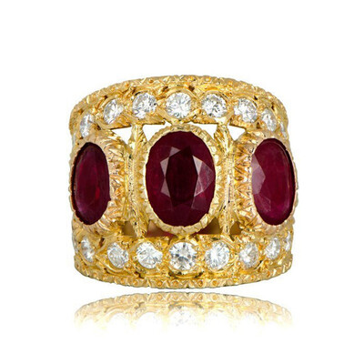 

Women Filled Ruby Sapphire Diamond Gemstone Ring Bohemia Engagement Ring