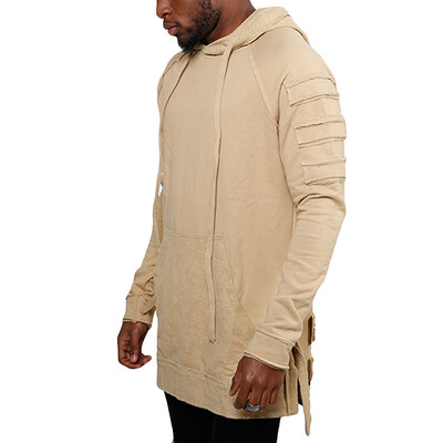 

Toponeto Men Splicing Autumn Winter Pleats Slim Fit Raglan Long Sleeve Hoodie Top Blouse