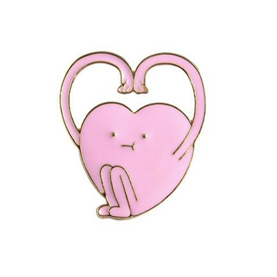 

Shipping Cartoon Cute Pink Heart Metal Enamel Brooch Pin Badge Fashion Jewelry For Women wholesale