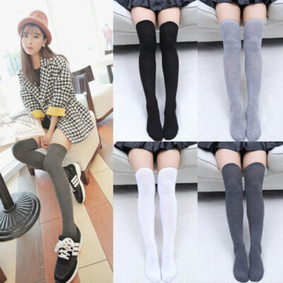 

Women Lace Knit Cotton Over The Knee Long Socks Thigh High Stocking Socks