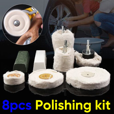 

8 Pc Polishing Kit Dome Goblet Cylinder Mop Buffing Wheel Compound Metal Plastic