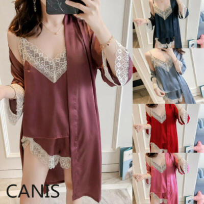 

Fashion Womens Sexy Dress Sleepwear Nightgown Bandage Lace Silk Pajama Summer