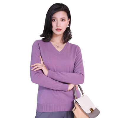 

QIANMUCHUN female V-neck cashmere bottoming shirt soft&comfortable 5778