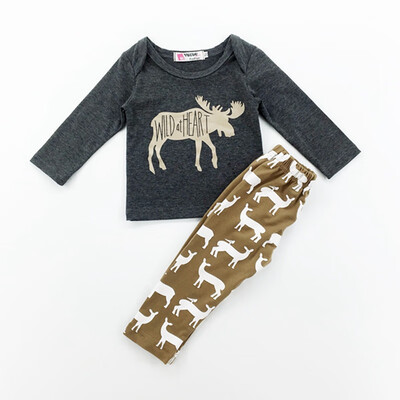 

Baby Boys Girls Soft Cotton Print Cartoon Animal Long TopPants Clothing Sets Newborn Spring Autumn Fashion Clothes 2pcs Set