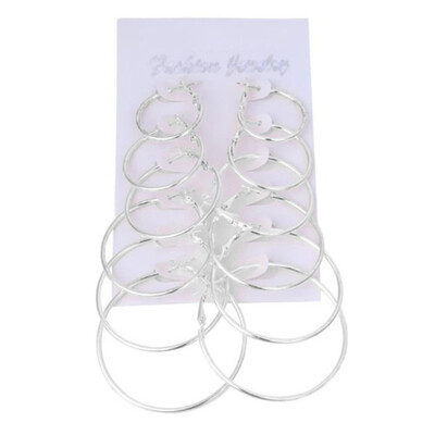 

6PcsSet Fashion Unisex Metal Geometric Hoop Earrings Jewelry Accessories Gifts