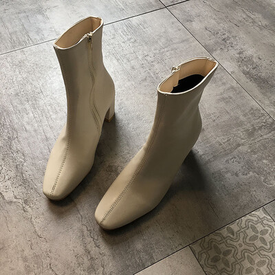 

Shoe Girl Spring&Autumn Single Boots Korean version of ulzzang side zipper locomotive boots handsome thick-heeled Martin boots
