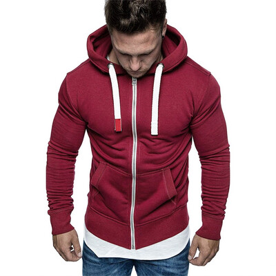 

Toponeto Mens Pure Color Zipper Pullover Long Sleeve Hooded Sweatshirt Tops Blouse