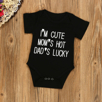 

Newborn Infant Baby Boy Girl Short Sleeve Letter Print Romper Jumpsuit Clothes