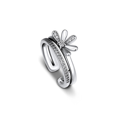 

CKK 925 Silver JewelryFloral Daisy Silver Ring Clear CZ CKR021 16518