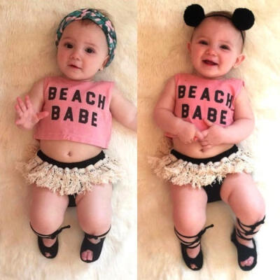 

New Style Newborn Kids Baby Girls Vest Crop Top Tassels Shorts Outfits Clothes Summer