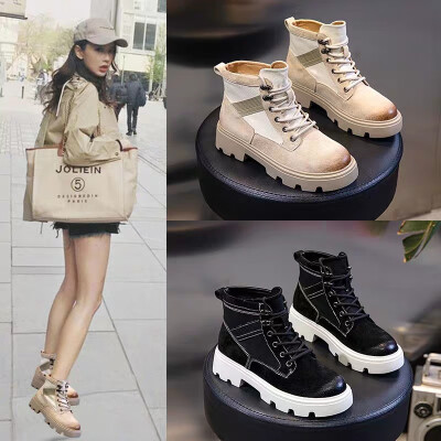 

Autumn&winter womens shoes new leather Yang Mi with the Martin boots womens net red trend