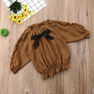 

Newborn Kids Baby Girl Cute Cotton Long Sleeve Tops Bowknot Flouncing Clothes