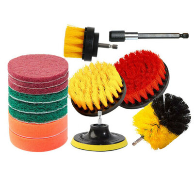 

14pcsSet Drill Brush Attachments Green Scrub Pads Sponge Power Scrubber Brush