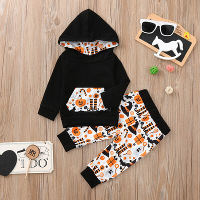 

Infant Baby Boys Girls Cartoon Hooded Tops Pants Halloween Costume Outfits Set