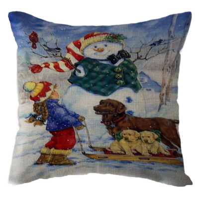 

Tailored Christmas Santa Claus Pillow Case Linen Sofa Throw Cushion Cover Home Decor