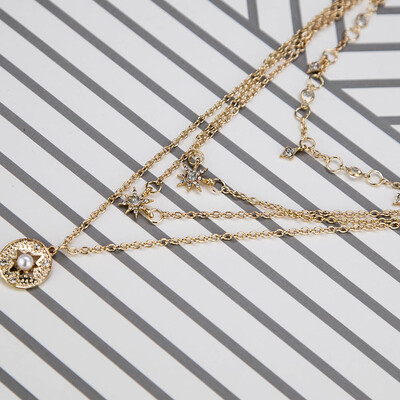 

Fashion Women Multilayer Gold Choker Star Crystal Chain Pendant Necklace Jewelry