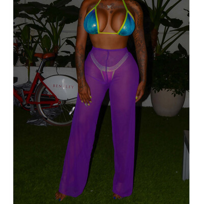 

Women Beach Mesh Sheer Bikini Cover Up Swimwear Bathing Pants Trousers S-2XL