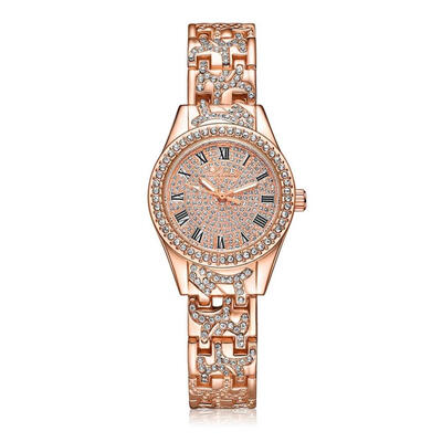 

Luxury Women Watches Rhinestone Dial Ladies Quartz Wristwatch Movement Rose Gold Alloy Strap Clock Top Lvpai Zegarki Damskie