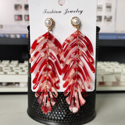 

Hot Personality Brand Leaf Acrylic Plant ZA Dangle Earrings Pearl boucle doreille femme 2019 for Women Party Jewelry Gift
