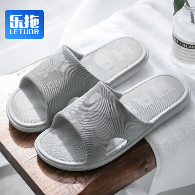 

Le drag couple slippers men&women models exquisite work home leisure bathroom non-slip comfort insole HappyKoala fine pattern SJ1910 light gray 4243 yards