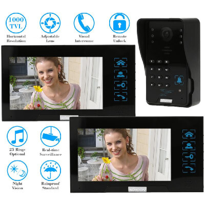 

KKmoon® 7" Video Door Phone Intercome Doorbell Touch Button ID CardsCodeRemote Controller Unlock Night Vision Rainproof Security