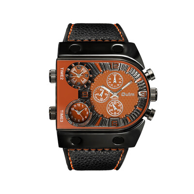 

Gobestart Sports Mens Quartz Analog Clock Three Time Zone Dial Design Stylish Black Watch