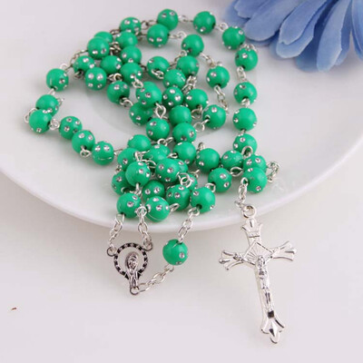 

Necessaries Colorful Church Priest Prayer Necklace Catholic Rosary Men&Women Long Chain Beaded Cross Pendant Necklace Jewelry