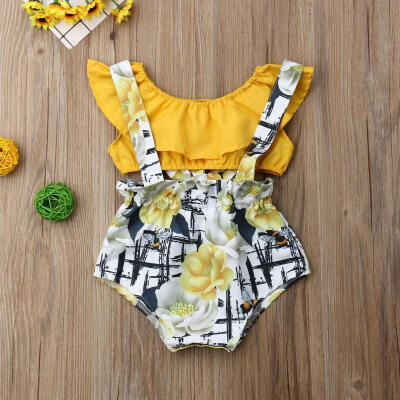 

2Pcs Newborn Baby Girl Floral Romper Tube Top Overall PP Pants Outfit Clothes