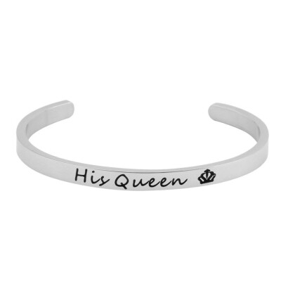 

Her King His Queen Couple Crown Titanium Steel Opening Bracelet Girls Accessories Unisex Bracelet Jewelry Valentines Day Hot Gift