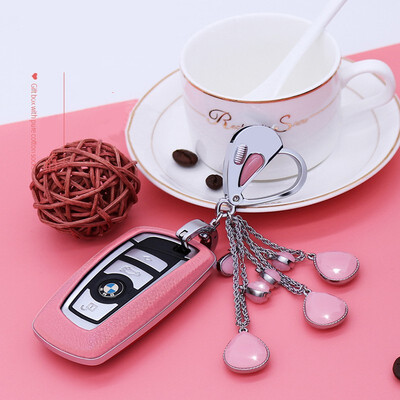 

Top Layer Leather Car Key Case Women Keychain For BMW 1234567 SeriesX3X4 Car Key Cover Shell Car Keychain